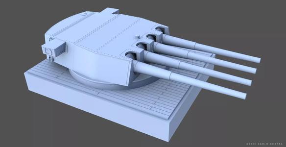 360mm Mark III quadruple turret - Commercial lic - 1-72 scale