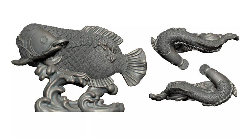 LUCKY DRAGON FISH WITH COIN AND FISH SCALES