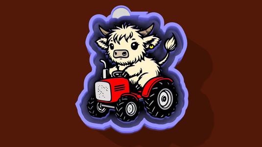 🚜🐮 Tractor Driver Cow – Freshie, Keychain, Resin & Candle Mold