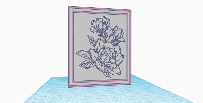 Magnolia flowers wall art decoration, boho, line art drawing, floral design outline, floral phrame