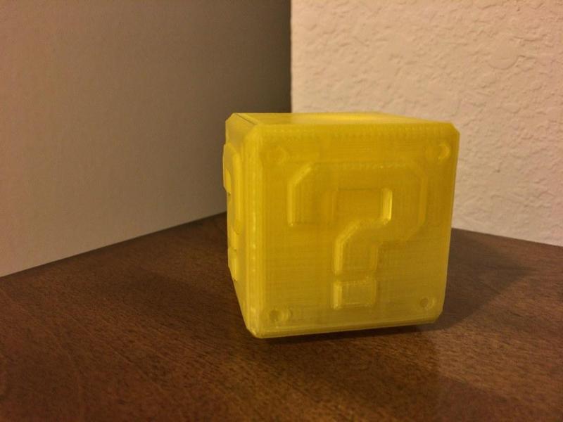 Mario Question Block with LED tea light candle cut out