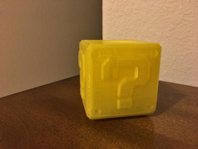 Mario Question Block with LED tea light candle cut out