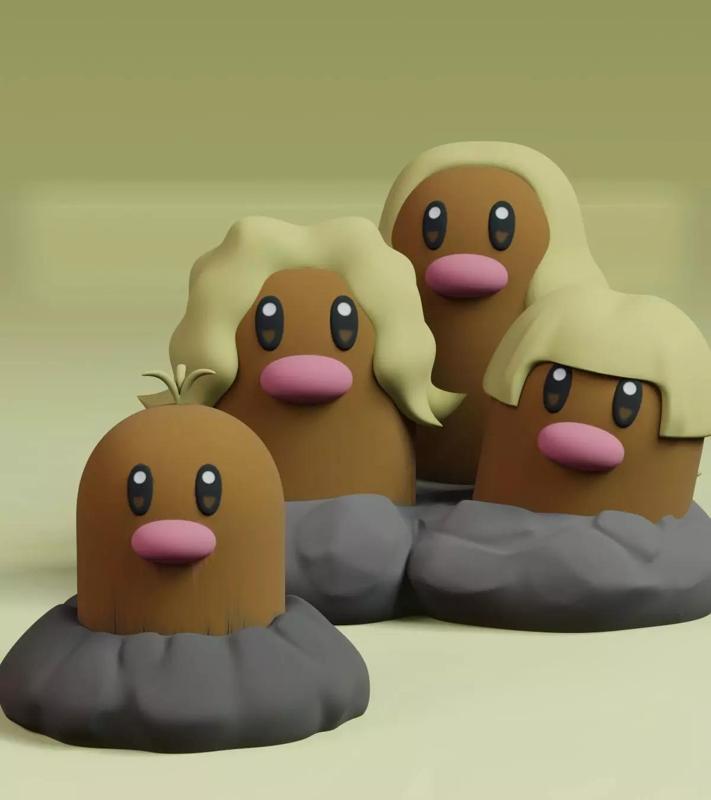 Diglett Dugtrio Alolan Pokemon Fanart