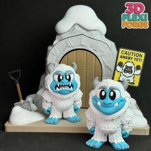 Halloween Cute Flexi Yeti and Snowy Cabin Print-in-place & Keychain