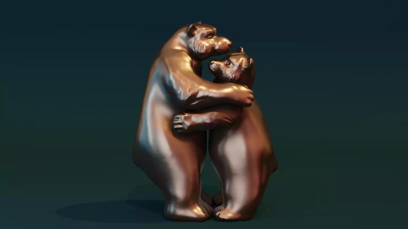 Sculpture of bears in love for 3D printing