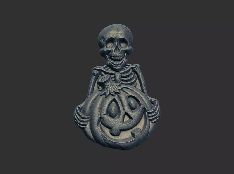 skeleton pumpkin cnc model