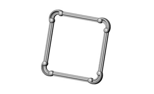 Square carved detailed corner scroll arc frame relief