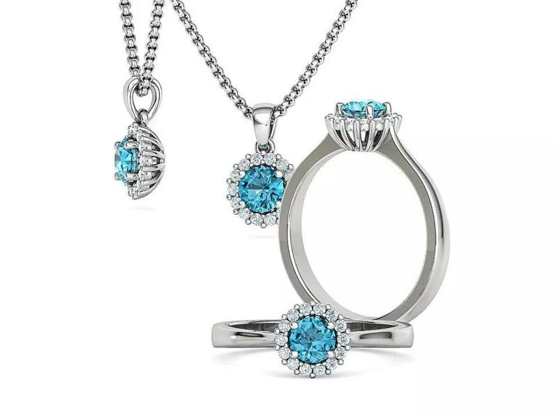 Diana Jewelry Set ring and pendant with 35 pointer stone 3D Model Collection