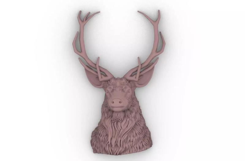 Deer Face bas relief for wall wooden cnc carving