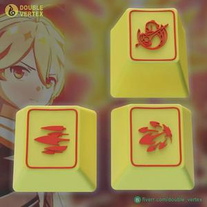 Genshin Impact Pyro Traveler Keycaps - OEM Profile
