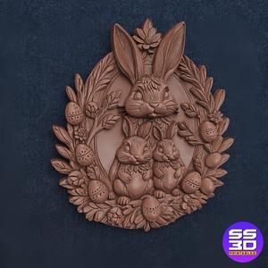 Bunny Family Relief - 3D Printable Decor STL