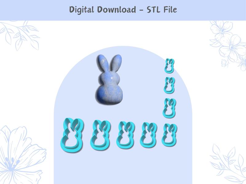 Easter Bunny 01 Clay Cutter for Polymer Clay | Digital STL File | Clay Tools | 8 Sizes Clay Cutters