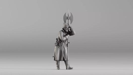 001639 Guard at Rest Medieval Halberd Soldier 3dp