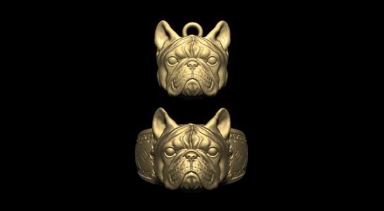 French Bulldog Ring and Pendant