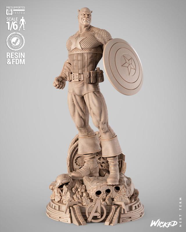 WICKED MARVEL CAPTAIN AMERICA SCULPTURE : TESTED AND READY FOR 3D PRINTING