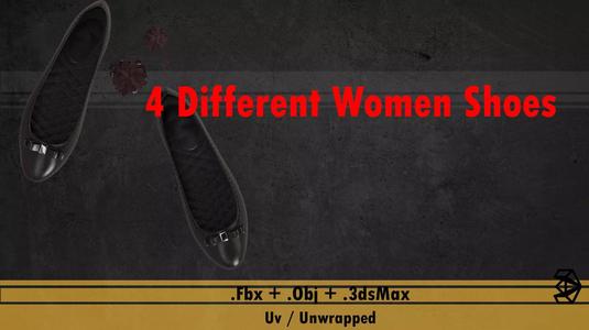 3 Models of High heels and a pair of Flat shoes