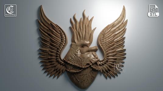 Burning Heart - 3D STL File For CNC and 3D Printer