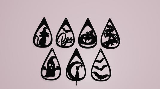 HALLOWEEN EARRINGS SET WITH 7 DIFFERENT MOTIFS / HALLOWEENKEYCHAIN SET WITH 7 DIFFERENT MOTIFS