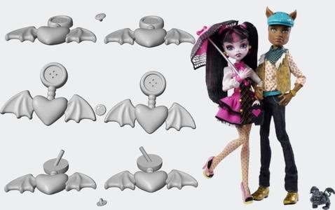 Draculaura, Earrings and button, Forbitten Love, Monster High.