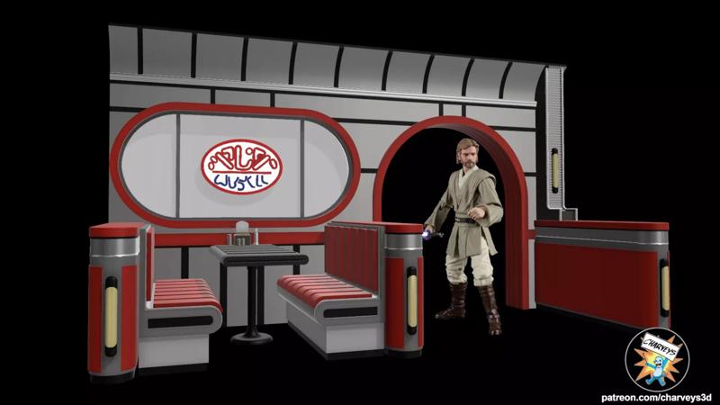 Star Wars Dexs Diner Booth Diorama for 4 and 6 inch figures