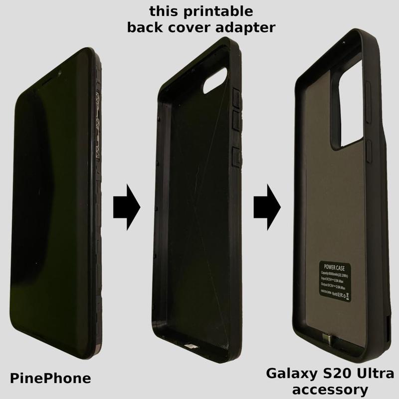 PinePhone to Samsung Galaxy S20 Ultra adapter (back cover)