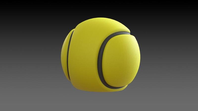 Tennis ball with flat side