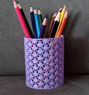 Skull pencil holder
