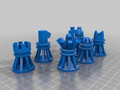geometric chess piece set