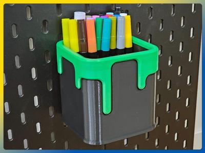 Drippy Bucket Pencil / Brush Holder for IKEA Skadis (Square; no AMS)