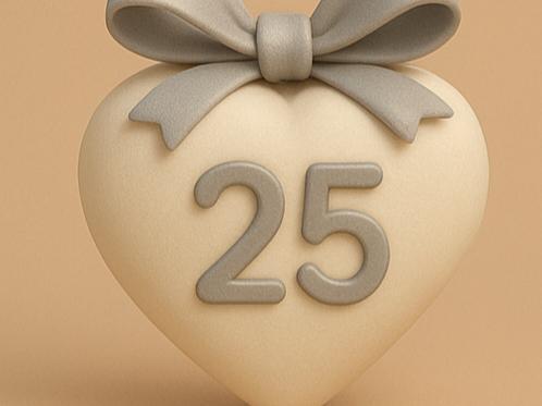 25th Anniversary Heart Favor
