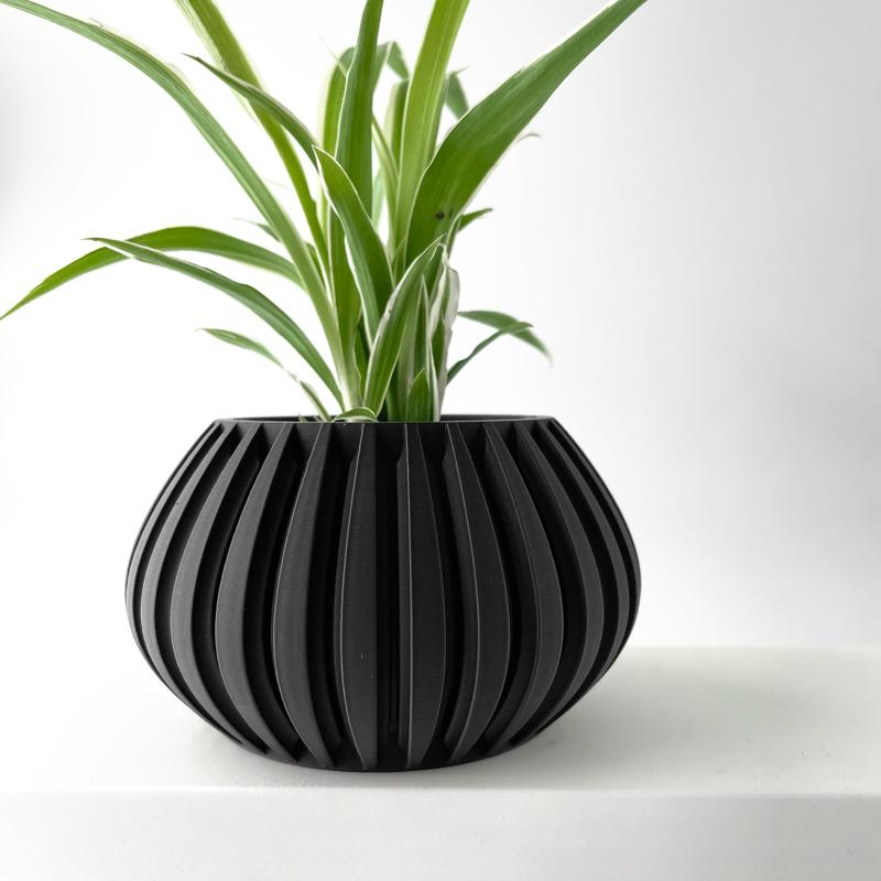 The Leno Planter Pot with Drainage | Modern and Unique Home Decor for Plants and Succulents  | STL File