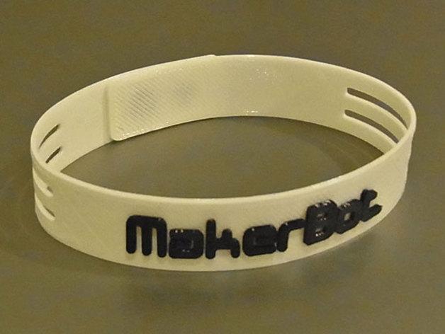 Ultra-Slim Wristband - Clever Link System. MakerBot Logo Or Plain Versions.