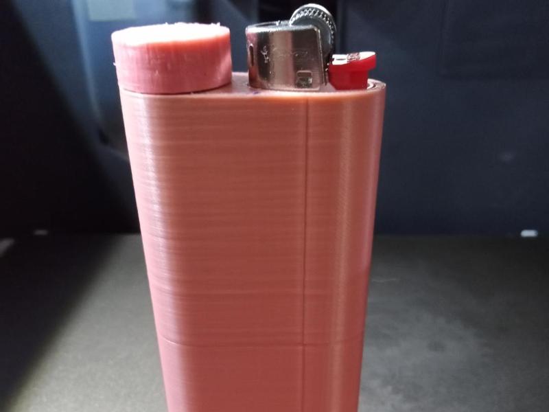 Mini Bic lighter and cigarette storage