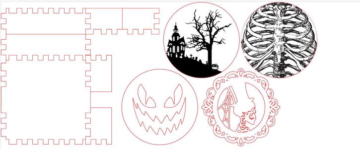 Halloween Coasters with Holder Laser Cut