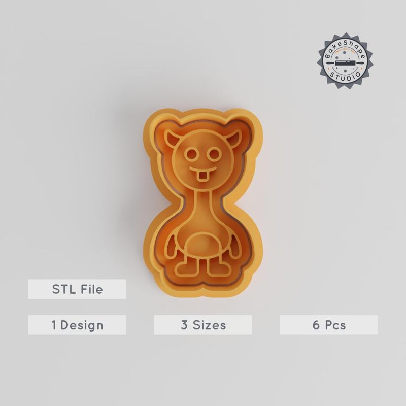 Long Neck Monster Cutter & Stamp Set, Cartoon Creature Cookie Tools, 3 Sizes, S/M/L, Cartoon Figure Mold Bundle