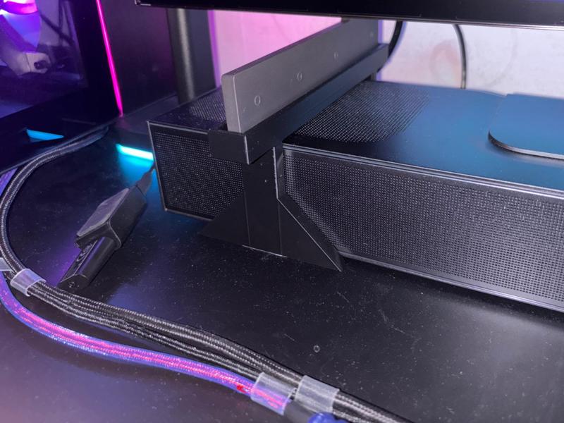 LG C4 42" monitor stand over JBL Bar 800