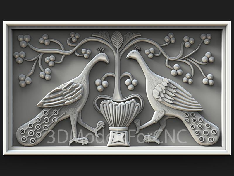 3D Model STL File for CNC Router Laser & 3D Printer Peacocks 3