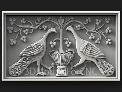 3D Model STL File for CNC Router Laser & 3D Printer Peacocks 3