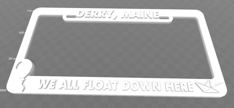 Derry, Maine - We all float down here, license plate frame (It)