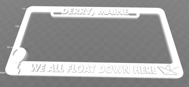 Derry, Maine - We all float down here, license plate frame (It)