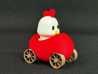 Easter Chick driving Easter Egg Car
