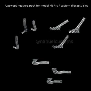 Upswept headers pack for model kit / rc / custom diecast / slot