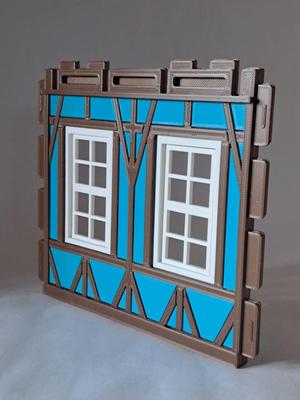 Custom Wall with 2 windows for the Playmobil medieval framework house