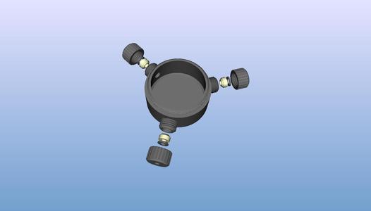 Circular watertight junction box (3 sockets, cables, hoses) useful in home automation, electricity, electronics, shelly