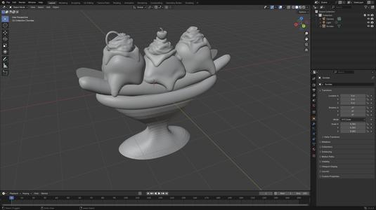 Ice cream sundae keychain charm
