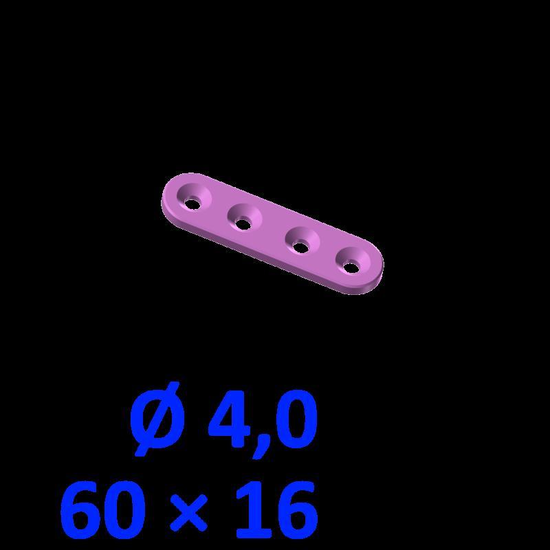 60x16 mounting lug, Ø 4.0 mm screw
