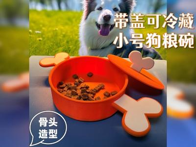 Refrigerator-safe Dog Food Bowl with Lid - Bone Shape