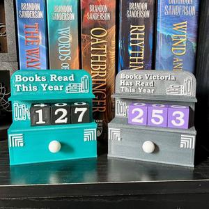 Personalized Books Read This Year Counter Bookshelf Decor with Drawer and Number Blocks