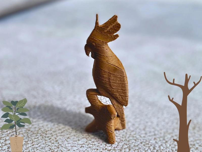 Forest Singer: Wood Carving Parrot - Ode to Joy