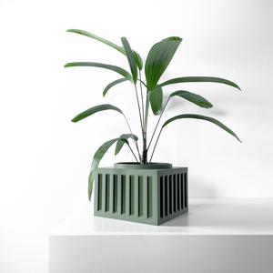 The Larix Planter Pot with Drainage Tray & Stand: Modern and Unique Home Decor for Plants and Succulents  | STL File